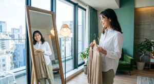 免許証写真の服装選びで失敗しないコツをチェックする様子