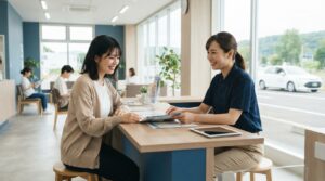 教育訓練給付金でいくら戻るかを相談する教習生の様子