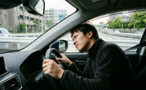 死角を気にする運転者