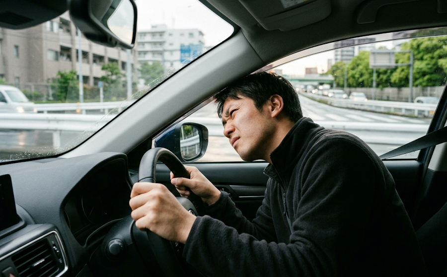 死角を気にする運転者