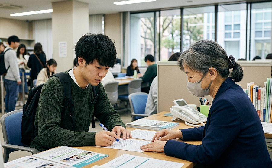 ローンを申し込む学生