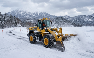 除雪する大型特殊自動車