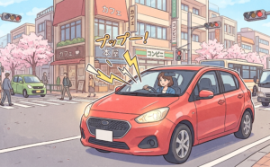 クラクションを鳴らす車